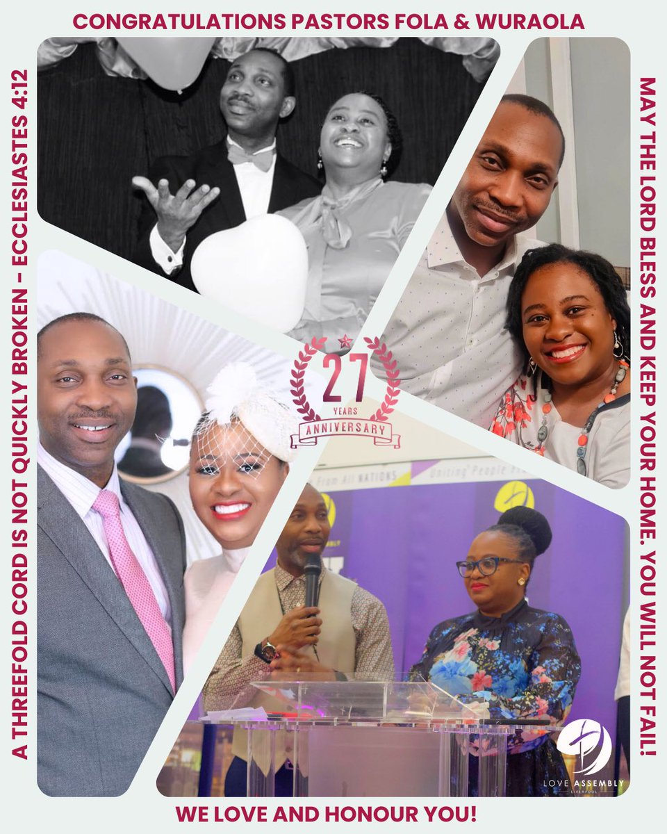 LoveAssembly's tweet image. Today, we celebrate our beloved parents and pastors, Fola and Wura Olaoye, as they mark their 27th wedding anniversary.

We thank God for the beautiful example of love, faith, and commitment they continue to show.

Happy 27th Anniversary! 🥳🥳😍😍♥️♥️