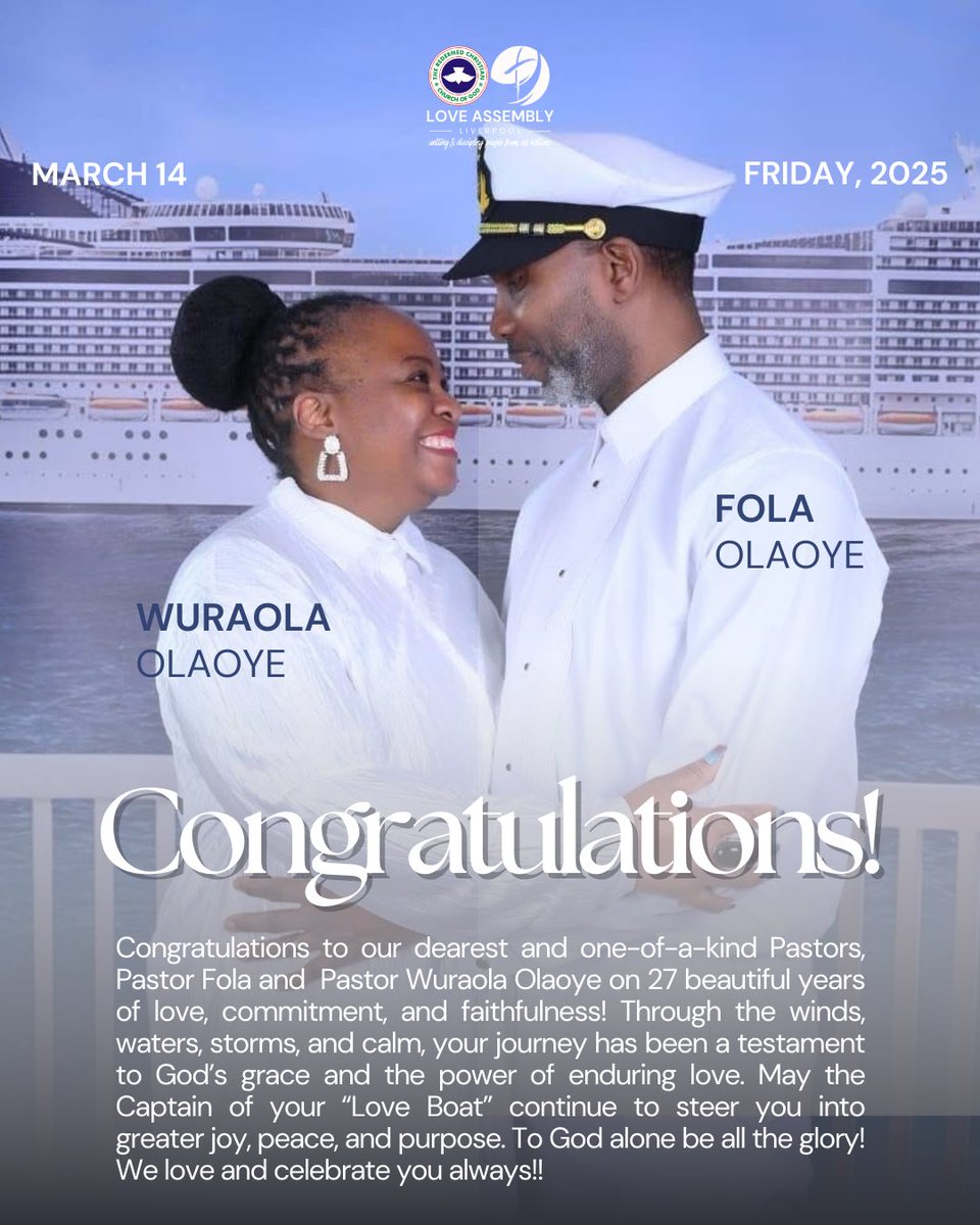 LoveAssembly's tweet image. Today, we celebrate our beloved parents and pastors, Fola and Wura Olaoye, as they mark their 27th wedding anniversary.

We thank God for the beautiful example of love, faith, and commitment they continue to show.

Happy 27th Anniversary! 🥳🥳😍😍♥️♥️