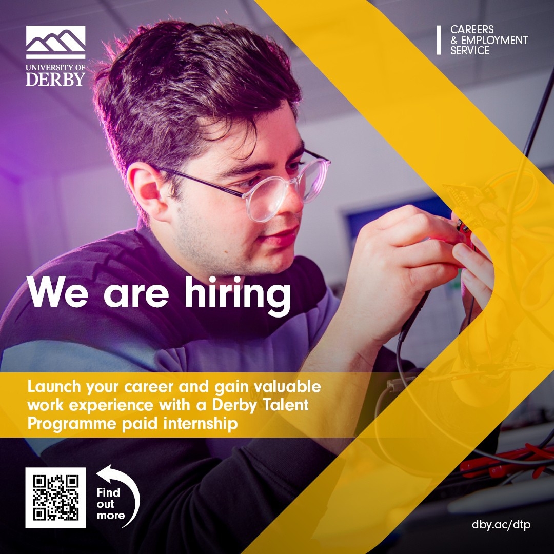 Derby Uni Students (@derbyunistudent) on Twitter photo Looking for part-time, paid work opportunities? βπΌ
The Derby Talent Programme is launching a range of paid 80 hour internships with local companies. π
Develop your skills, CV and employability. π
Explore and apply: ow.ly/VOJT50VeV5g.
<a href="/derbyunicareers/">University of Derby Careers</a> Looking for part-time, paid work opportunities? βπΌ
The Derby Talent Programme is launching a range of paid 80 hour internships with local companies. π
Develop your skills, CV and employability. π
Explore and apply: ow.ly/VOJT50VeV5g.
<a href="/derbyunicareers/">University of Derby Careers</a>