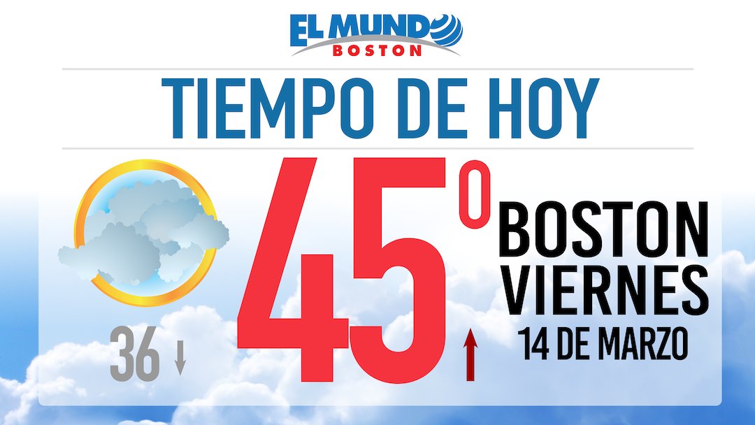 El Mundo Boston (@elmundoboston) on Twitter photo ¡Feliz Viernes! Llegamos al final de la semana. Hoy tendremos un día nublado y con una temperatura maxima de 45 grados. ☁️ Conéctate con nosotros y empieza tu día con #LaHoraDelCafé, a las 7am ☕ ¡Feliz Viernes! Llegamos al final de la semana. Hoy tendremos un día nublado y con una temperatura maxima de 45 grados. ☁️ Conéctate con nosotros y empieza tu día con #LaHoraDelCafé, a las 7am ☕