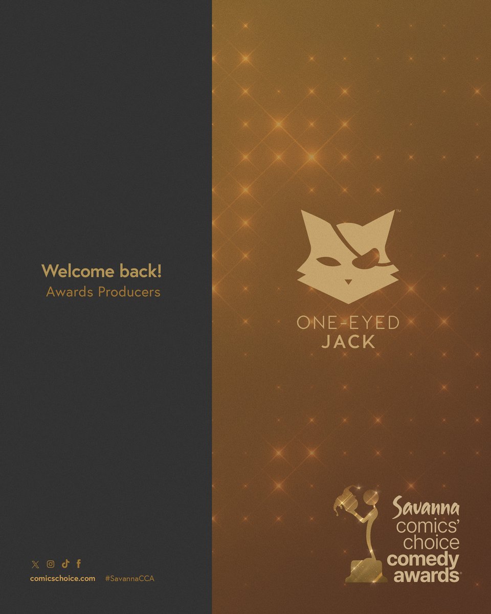 One-eyed Jack is back as the Producers of the 12th Savanna Comics’ Choice Comedy Awards, making sure every punchline hits and every moment is legendary.

Comedy’s biggest night is loading and trust us, you don’t want to miss what’s coming!

#SavannaCCA