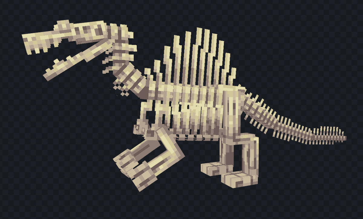 棘龙骨架  (Spinosaurus skeleton)
#blockbench #pixelart #paleoart #lowpoly #Minecraft