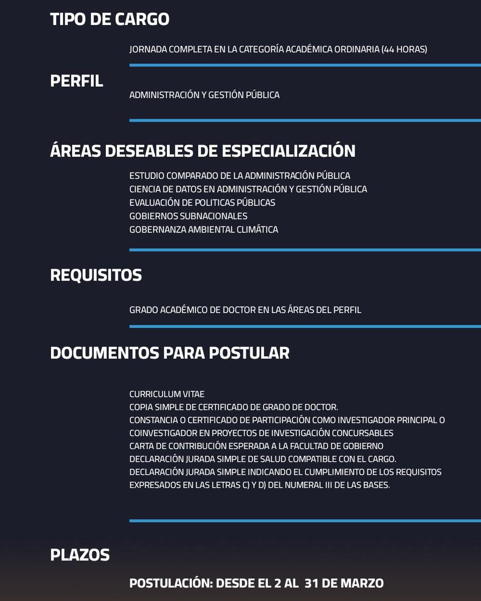 Vero Figueroa Huencho (@verofigueroah) on Twitter photo El Departamento de Administración y Gestión Pública de <a href="/gobierno_uchile/">Facultad de Gobierno U. de Chile</a>, abre Concurso Académico para el área de Administración y Gestión Pública (código FG2501).
Postulaciones abiertas hasta el 31 de marzo
📷Más información en concurso-academico.uchile.cl (código FG2501) El Departamento de Administración y Gestión Pública de <a href="/gobierno_uchile/">Facultad de Gobierno U. de Chile</a>, abre Concurso Académico para el área de Administración y Gestión Pública (código FG2501).
Postulaciones abiertas hasta el 31 de marzo
📷Más información en concurso-academico.uchile.cl (código FG2501)