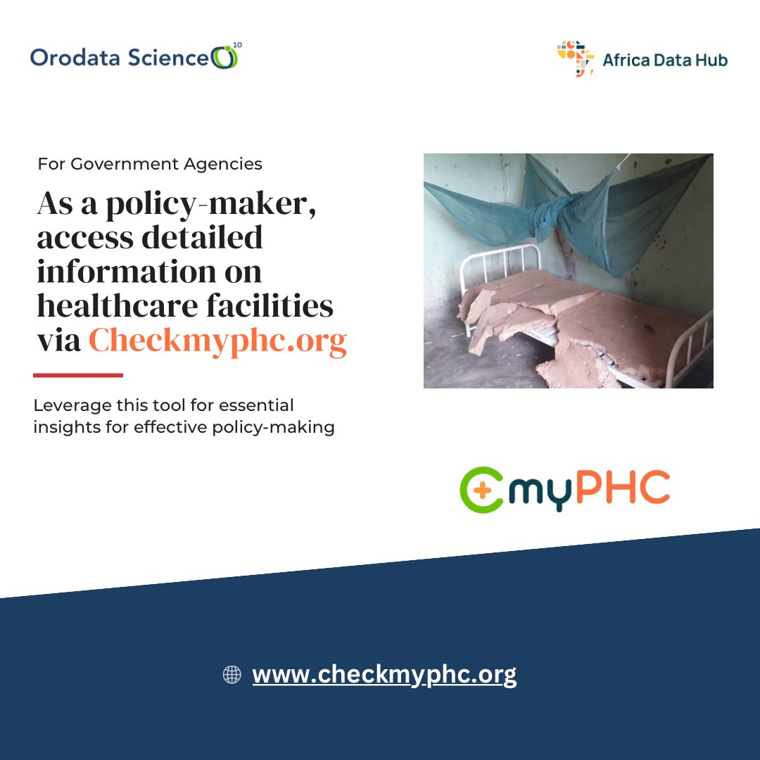 checkmyphc's tweet image. Attention Government Agencies!

As a policymaker, gain in-depth insights into healthcare facilities across Nigeria with CheckMyPHC.org.

Access detailed data to inform policies and drive impactful healthcare decisions.

Start exploring today!

#CheckMyPHC