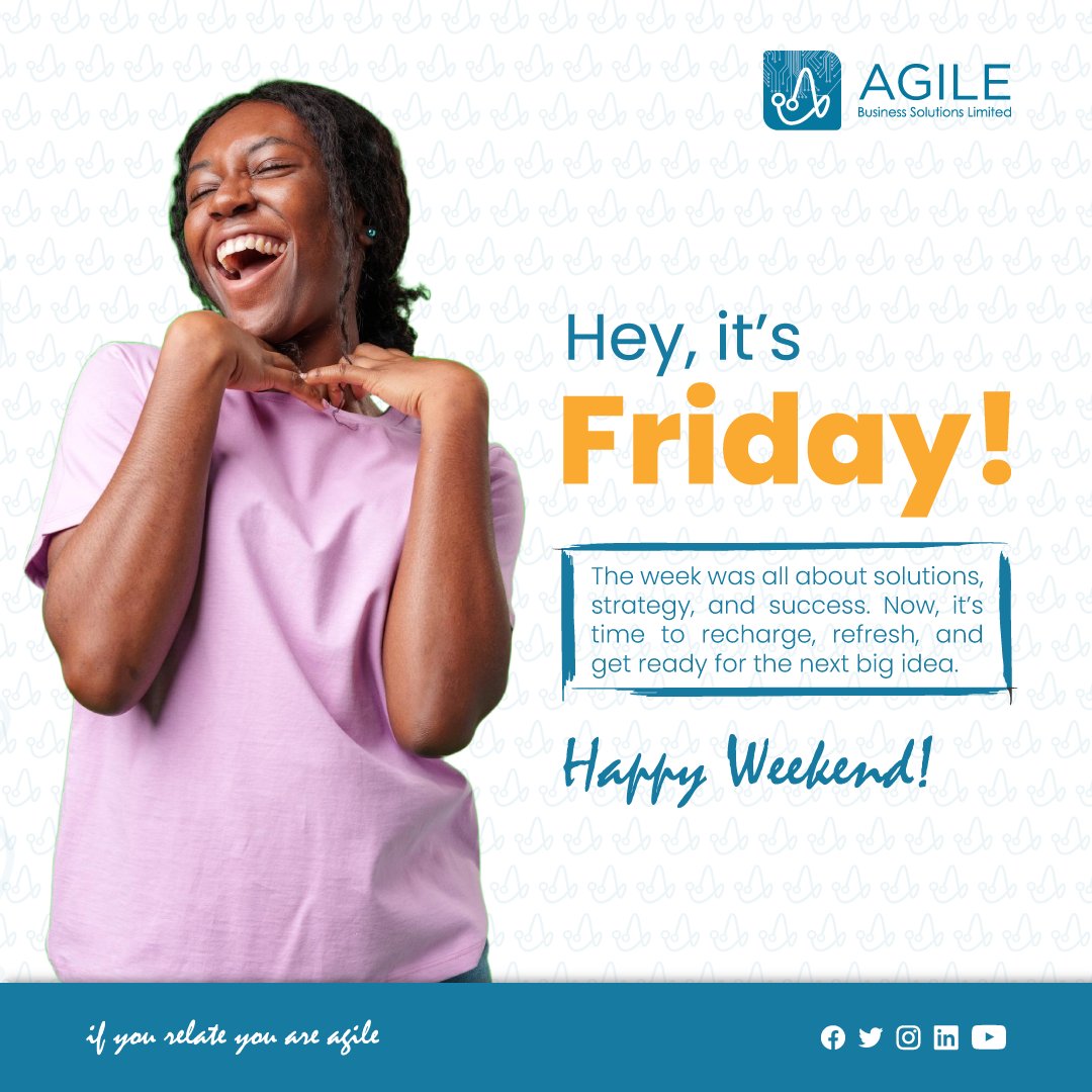 AgilebizKE's tweet image. Hey, it’s Friday! 🎉 After a week of innovation, strategy, and problem-solving, it’s time to recharge and refresh. Tech never sleeps, but even the best minds need a break! 💻✨ Wishing you a weekend full of inspiration and new ideas!
#HappyFriday #TechForward #InnovateWithAgile