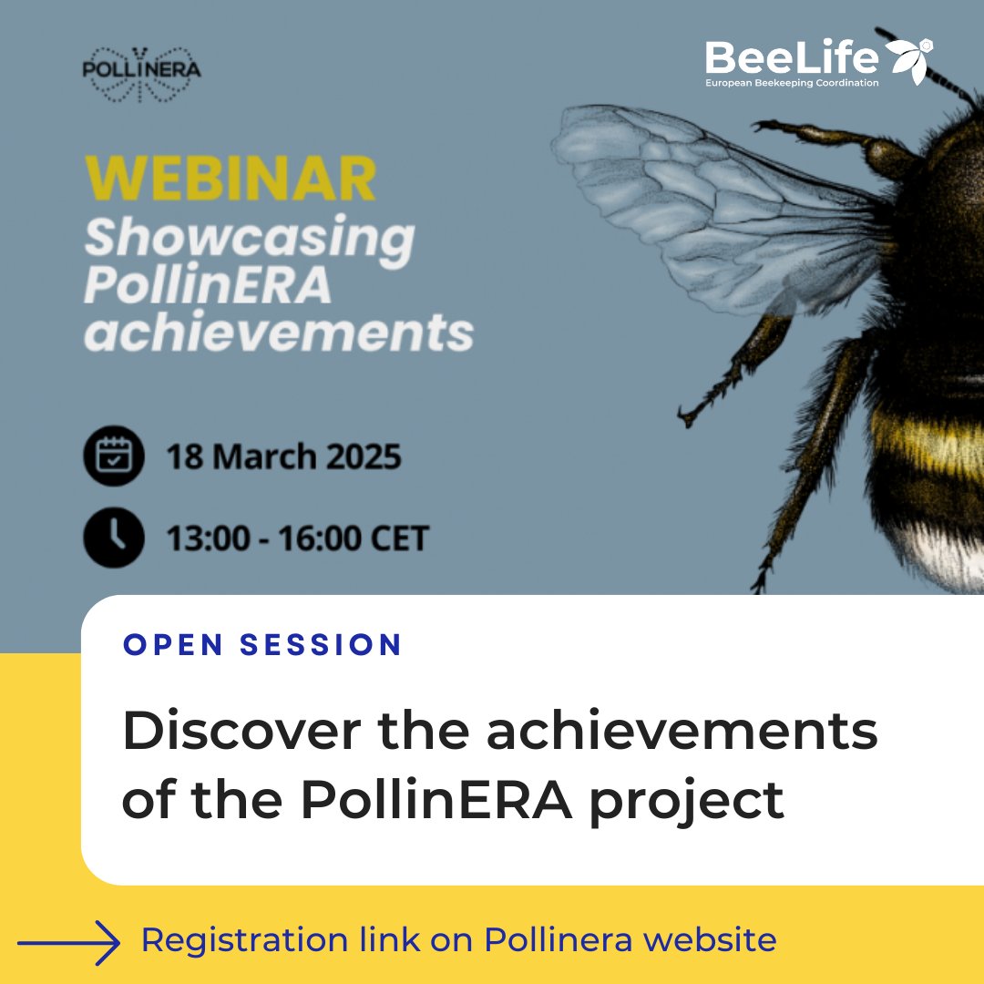 𝐓𝐮𝐞𝐬𝐝𝐚𝐲, 𝟏𝟖 𝐌𝐚𝐫𝐜𝐡 𝟐𝟎𝟐𝟓: open session focused on some of the important achievements of the <a href="/pollinERA_eu/">PollinERA</a>  project so far! 🐝✨Register here -&gt; shorturl.at/S3L47