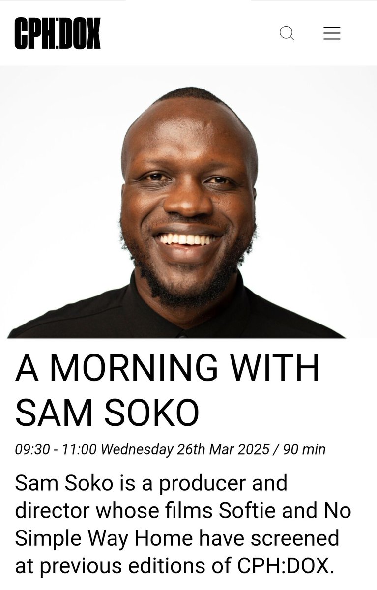 🎙️ BIG NEWS!

Matabeleland Producer <a href="/sokosam/">Sam Soko</a>  will be joining the ‘A Morning With…’ series alongside other legendary filmmakers to talk about his journey, Matabeleland, and the future of documentary storytelling. 🎬

Stay tuned for more details. 😃

#CPHDOX #MatabelelandDoc