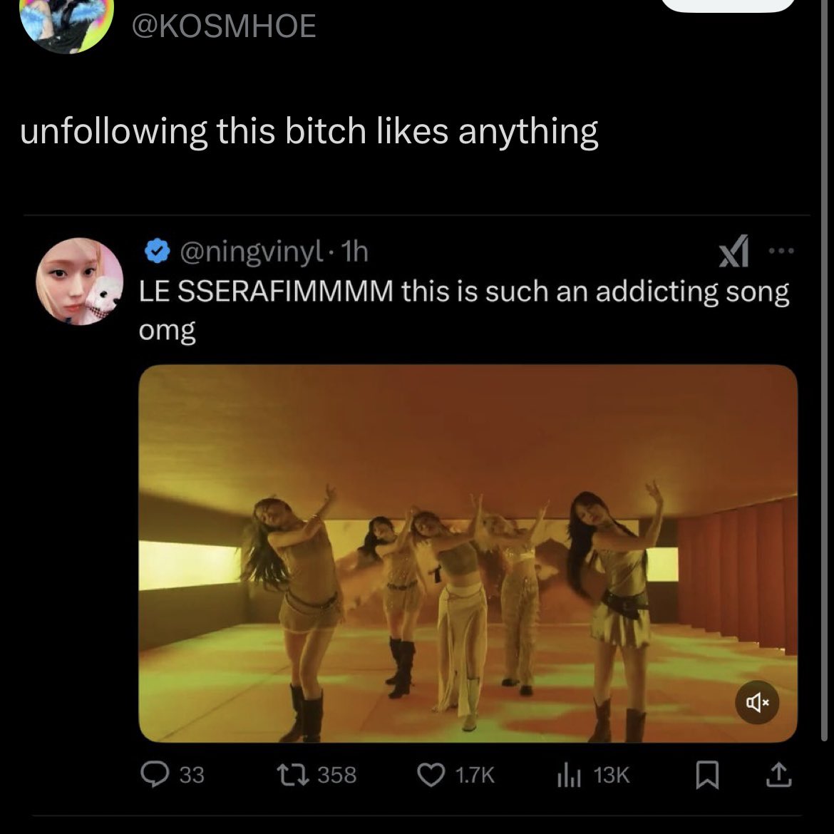 i’ve stated before that i will praise music that i like and won’t mention music that i don’t like, i don’t really care abt any of ur fanwars and my acc is a fan acc for ALL girl groups😭