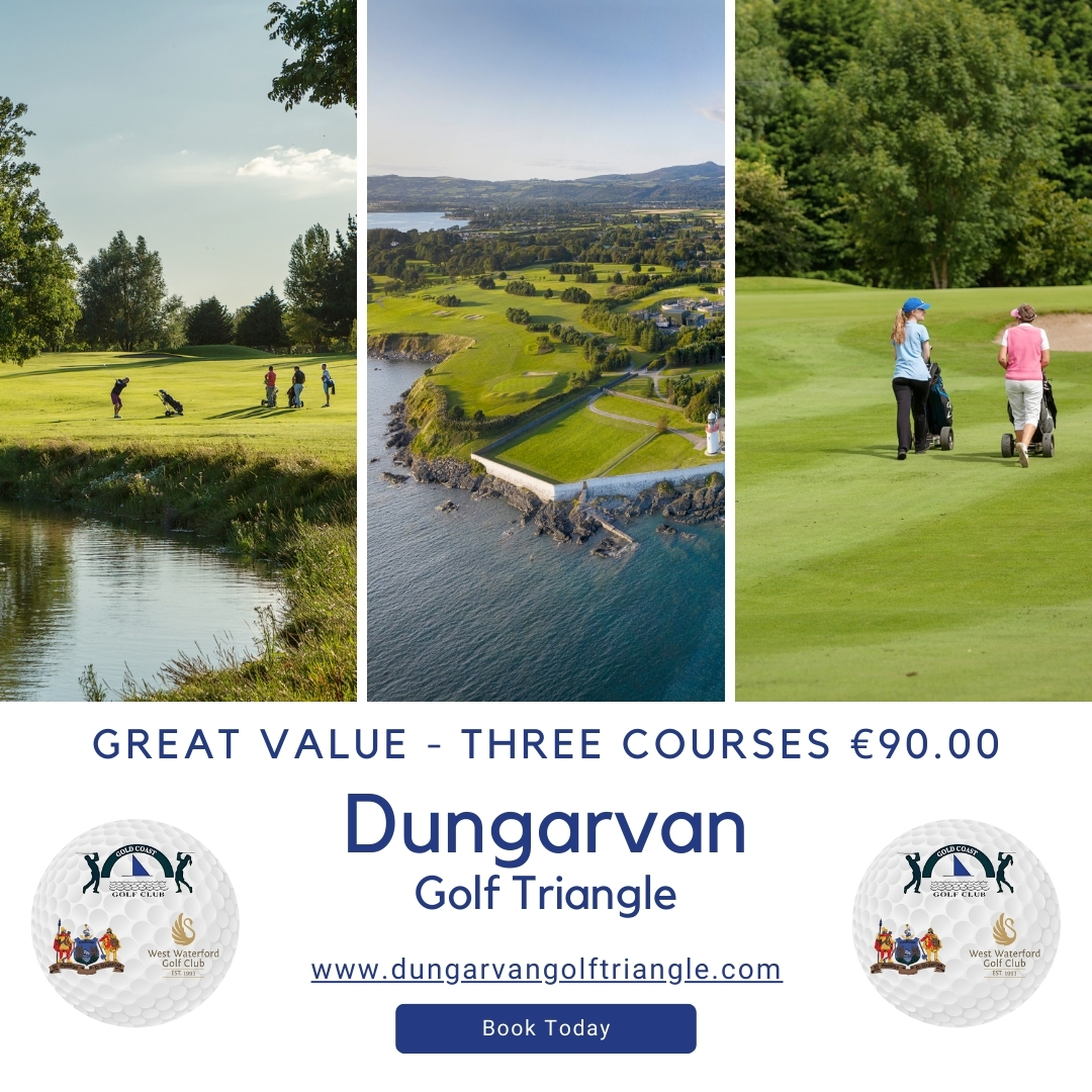 Dungarvan Golf Club (@dungarvangc) on Twitter photo The Dungarvan Golf Triangle is proving very popular this summer. We look forward to welcoming many visitors to Dungarvan. Call us to book in and enjoy three beautiful courses in the sunny south east for €90pp.
<a href="/westwaterfordgc/">West Waterford Golf Club</a>
<a href="/VisitWaterford/">Visit Waterford</a>
<a href="/VisitDungarvan/">Visit Dungarvan</a> <a href="/DungarvanTIO/">Dungarvan Tourism</a> The Dungarvan Golf Triangle is proving very popular this summer. We look forward to welcoming many visitors to Dungarvan. Call us to book in and enjoy three beautiful courses in the sunny south east for €90pp.
<a href="/westwaterfordgc/">West Waterford Golf Club</a>
<a href="/VisitWaterford/">Visit Waterford</a>
<a href="/VisitDungarvan/">Visit Dungarvan</a> <a href="/DungarvanTIO/">Dungarvan Tourism</a>