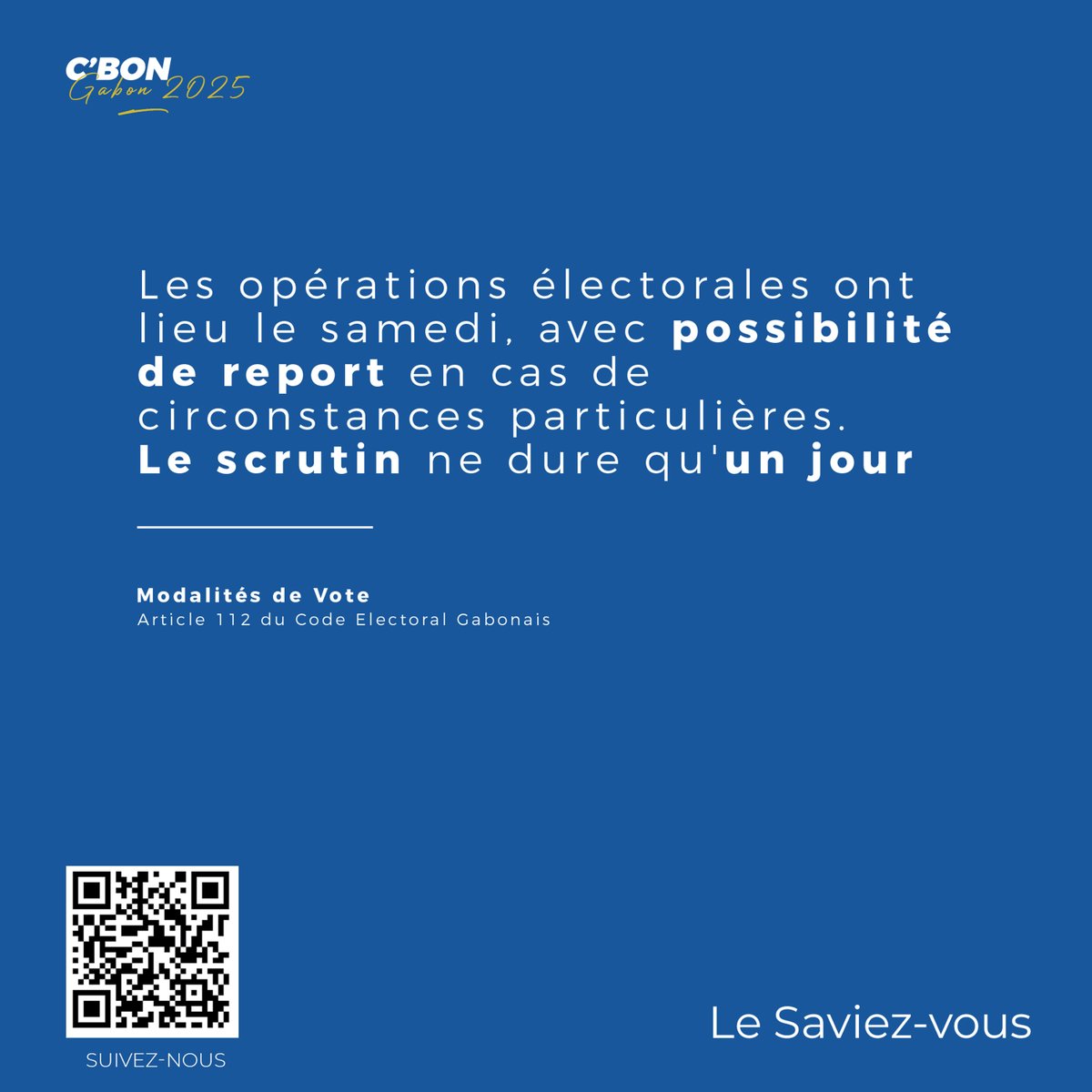Modalités de vote : Que prévoit le code ?

#Gabon2025
#UnitéEtProgrès
#CBon2025
#BriceClotaireOliguiNguema