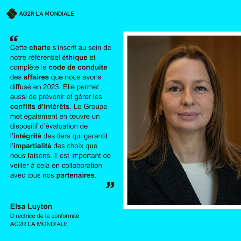 AG2RLAMONDIALE's tweet photo. En 2024, AG2R LA MONDIALE a mis en place une #charte des #achats responsables rédigée avec @AegideDomitys et @ViasanteEtVous, membres du Groupe, qui permet d'assurer des relations #loyales et #durables avec ses fournisseurs. 👇

#RSE  
@benoitcourmont | @dacostaph