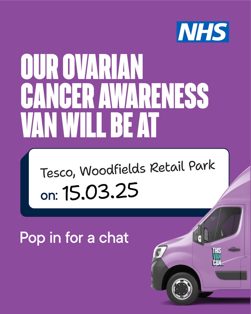 Do you know the symptoms of ovarian cancer? 

Pop in for a chat if you see the van. 

thisvancan.co.uk

#GMOvarianCancer