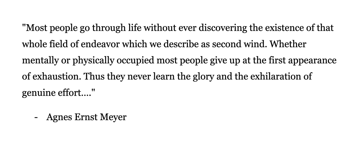 In her Pulitzer Prize-winning memoir “Personal History,” Katharine Graham shares a profound diary entry written by her mother Agnes Ernst Meyer during a 1926 family camping expedition through the Canadian Rockies on finding your "second wind."