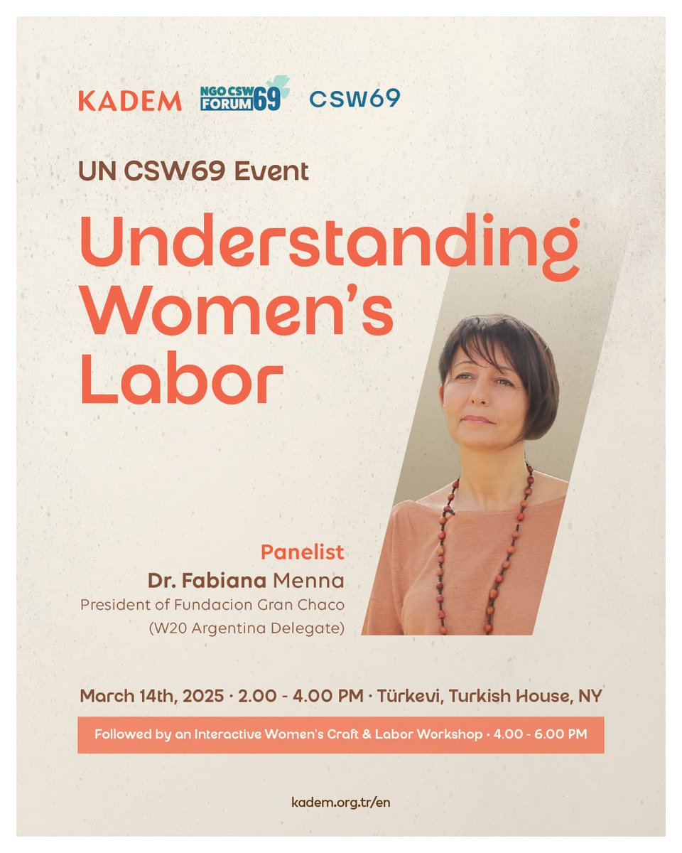 Fundación Gran Chaco (@fgranchaco) on Twitter photo Evento paralelo de <a href="/kademorgtr/">KADEM</a> en la CSW69 en Nueva York: «Entendiendo el trabajo de las mujeres»
<a href="/FabianaMenna/">Fabiana Menna</a>, presidenta de <a href="/fgranchaco/">Fundación Gran Chaco</a> , formará parte del panel, presentando «MUJER TRABAJADORA EN LA REGIÓN DEL GRAN CHACO: Aspectos clave para un impacto 360°.» Evento paralelo de <a href="/kademorgtr/">KADEM</a> en la CSW69 en Nueva York: «Entendiendo el trabajo de las mujeres»
<a href="/FabianaMenna/">Fabiana Menna</a>, presidenta de <a href="/fgranchaco/">Fundación Gran Chaco</a> , formará parte del panel, presentando «MUJER TRABAJADORA EN LA REGIÓN DEL GRAN CHACO: Aspectos clave para un impacto 360°.»