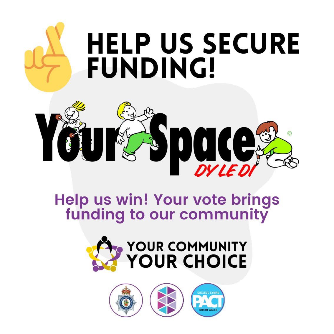 YourSpaceNorthWales (@yourspacedyledi) on Twitter photo Today is the last day to vote for us for Your Community, Your Choice, we are in the Wrexham area vote. Please click the link below to vote for Your Space! You can once vote on both forms! <a href="/PMullin7/">Paul Mullin</a>
English: surveymonkey.com/r/YCYC_25
Cymraeg: surveymonkey.com/r/ECEC_25 Today is the last day to vote for us for Your Community, Your Choice, we are in the Wrexham area vote. Please click the link below to vote for Your Space! You can once vote on both forms! <a href="/PMullin7/">Paul Mullin</a>
English: surveymonkey.com/r/YCYC_25
Cymraeg: surveymonkey.com/r/ECEC_25