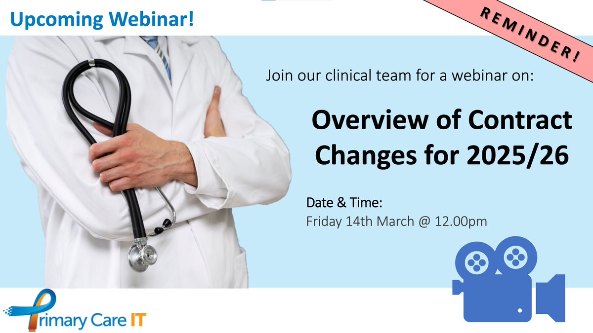 ❗ Webinar today ❗ 

🔍 Join us at 12pm to hear how GP contracts have changed this year. 

📢 It's not too later to register: events.teams.microsoft.com/event/be117b53…

📽️ The webinar will be recorded so you can catch up afterwards.