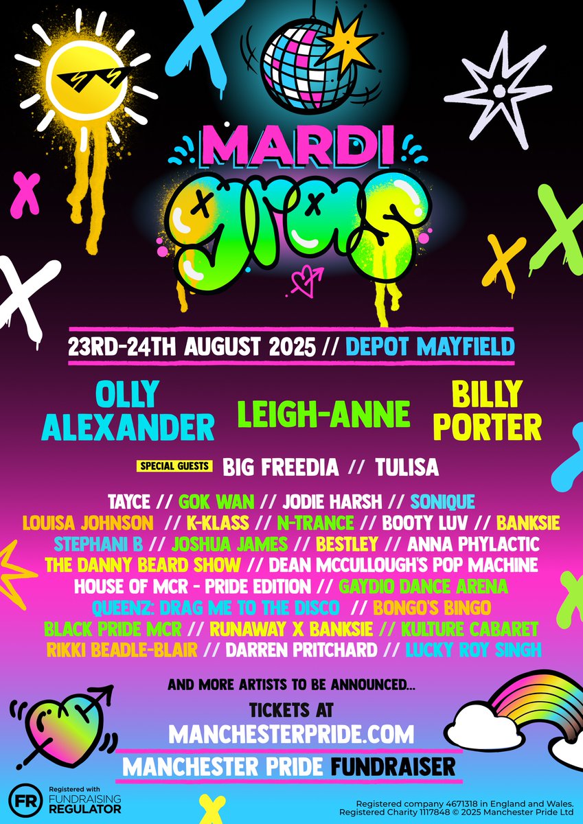 Manchester Pride (@manchesterpride) on Twitter photo THE WAIT IS OVER πͺ©β€οΈβπ₯β‘οΈ
Mardi Gras is ready to shake the city to its queer core with a high-camp, high-glam line-up celebrating LGBTQ+ life and love π³οΈβππ³οΈββ§οΈ
π¨ TICKET PRE-SALE MONDAY 17TH MARCH! π¨ Sign up NOW to secure your spot at the best price! presale.manchesterpride.com THE WAIT IS OVER πͺ©β€οΈβπ₯β‘οΈ
Mardi Gras is ready to shake the city to its queer core with a high-camp, high-glam line-up celebrating LGBTQ+ life and love π³οΈβππ³οΈββ§οΈ
π¨ TICKET PRE-SALE MONDAY 17TH MARCH! π¨ Sign up NOW to secure your spot at the best price! presale.manchesterpride.com