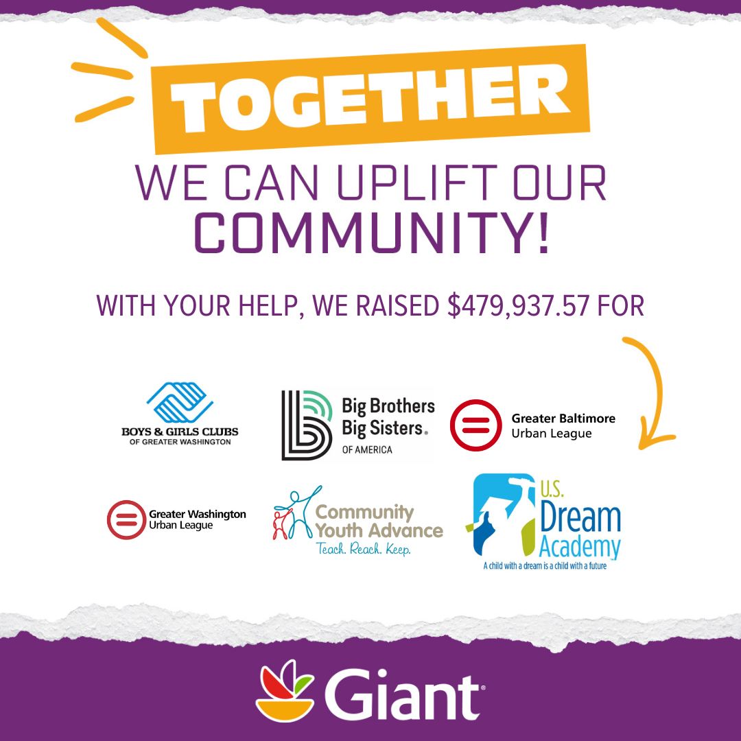 BBBS NCA (@bbbs_nca) on Twitter photo A #Big thank you to <a href="/GiantFood/">Giant Food</a> for including #BBBSNCA in their #SocialEquityandEquality campaign. With their support & our community’s incredible #roundups, we raised $79,989.59 to directly fund our mission of empowering local youth!!🎆
#GiantFood #RoundUp #BeBig A #Big thank you to <a href="/GiantFood/">Giant Food</a> for including #BBBSNCA in their #SocialEquityandEquality campaign. With their support & our community’s incredible #roundups, we raised $79,989.59 to directly fund our mission of empowering local youth!!🎆
#GiantFood #RoundUp #BeBig