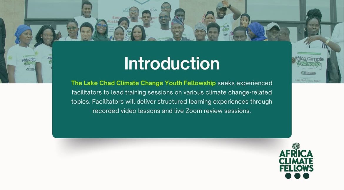 deeoho's tweet image. Call for Facilitators - Lake Chad Climate Justice
Fellowship
Are you passionate about climate justice, community resilience, and capacity building?
The Lake Chad Climate Justice Fellowship under the umbrella of the Africa Climate Fellows and implemented by Dean initiative.
