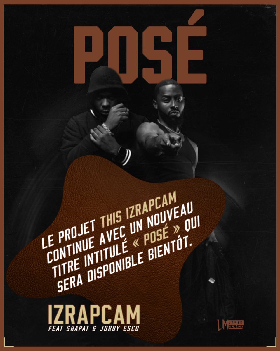 Le projet ThisIZRAPCAM reprend avec le titre « Posé »
Et pour cette sortie <a href="/izrapcam/">IZRAPCAM</a> 

A invité <a href="/shapatoff/">Donne Moi 🔥🕺🏿</a> et <a href="/237_escobar/">Jordy Escobar</a> 
Pour mettre les nerfs 🔥🤎

#RapCamerounais
#LeMicCamer 🤎🇨🇲
