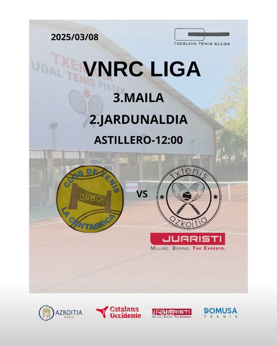 txtenis's tweet image. 📈 | VNRC LIGA |

Absolutu mailako mutilek jardunaldi bikoitza dute aste bukaera honetan. 

Larunbatean, Astilleron neurtuko dituzte indarrak La Cantabrica taldearekin eta Igandean, Donostian RCTSS-ekin.

Animo Ekipo!💪🏻

#txerloia #txtenis #azkoitikoudala #Juaristi
