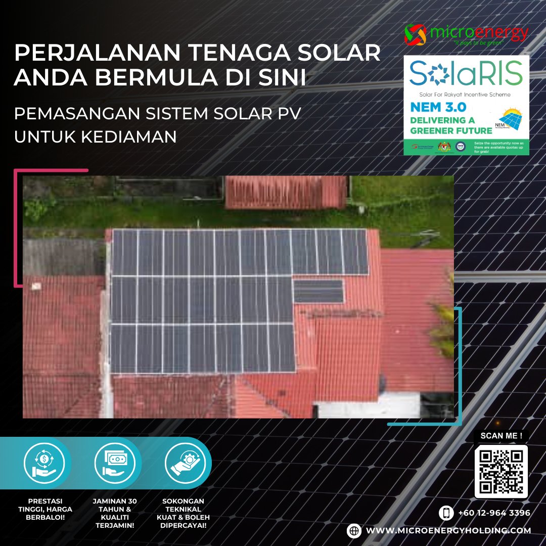 microenergymsia's tweet photo. ⚡️ Jimat Hingga 95% Bil Elektrik dengan Solar! ☀️

📍 Lokasi: Johor | ⚡️ Sistem: 12.5kWp

✅ Penjimatan hingga 95%
✅ ROI dalam 3-7 tahun
✅ Tahan 25+ tahun &amp; maintenance yang sangat jimat
✅ NEM 3.0 – Jual lebihan tenaga ke grid
✅ Rebat RM4,000 (SOLARIS) https://t.co/0MBAgDrxih