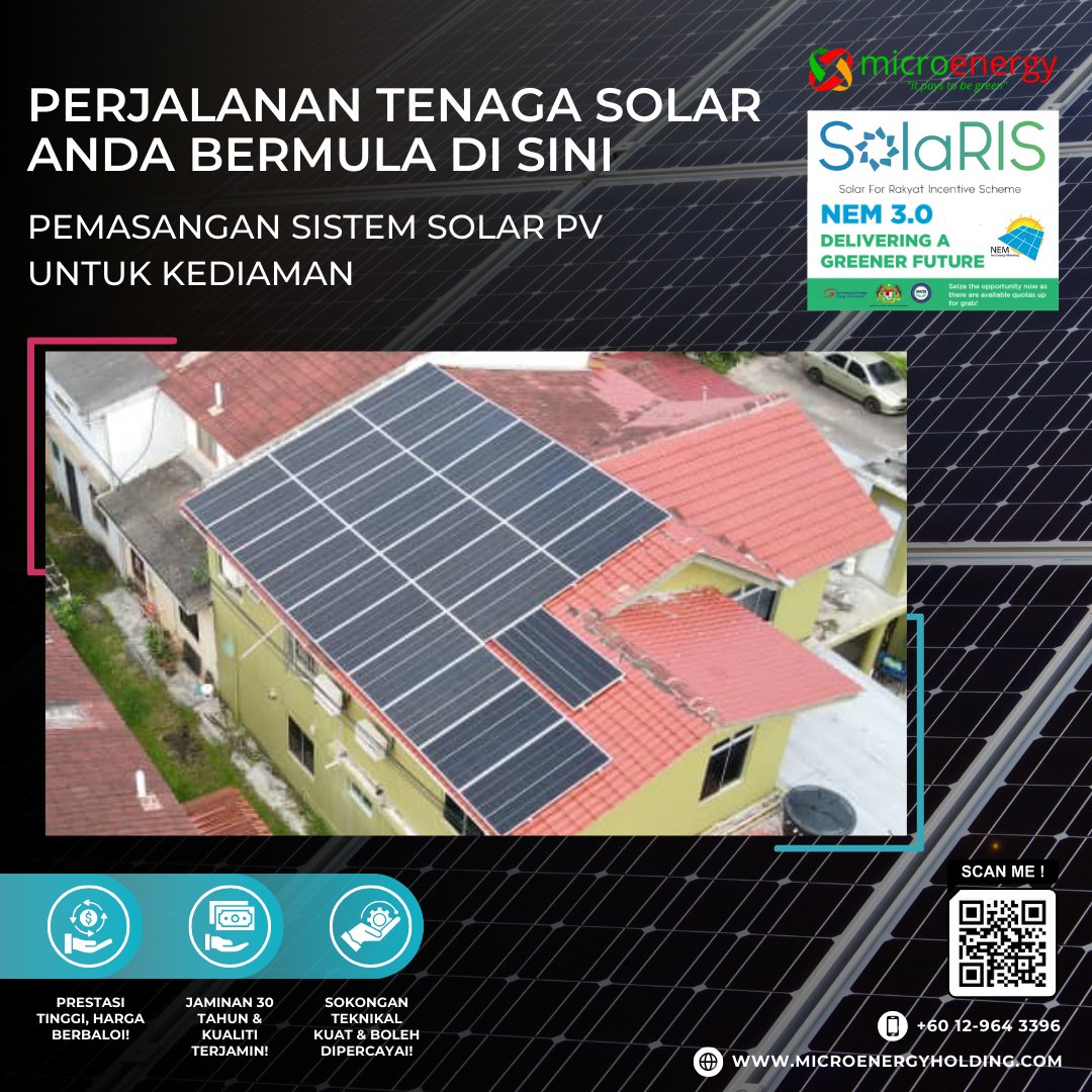 microenergymsia's tweet photo. ⚡️ Jimat Hingga 95% Bil Elektrik dengan Solar! ☀️

📍 Lokasi: Johor | ⚡️ Sistem: 12.5kWp

✅ Penjimatan hingga 95%
✅ ROI dalam 3-7 tahun
✅ Tahan 25+ tahun &amp; maintenance yang sangat jimat
✅ NEM 3.0 – Jual lebihan tenaga ke grid
✅ Rebat RM4,000 (SOLARIS) https://t.co/0MBAgDrxih