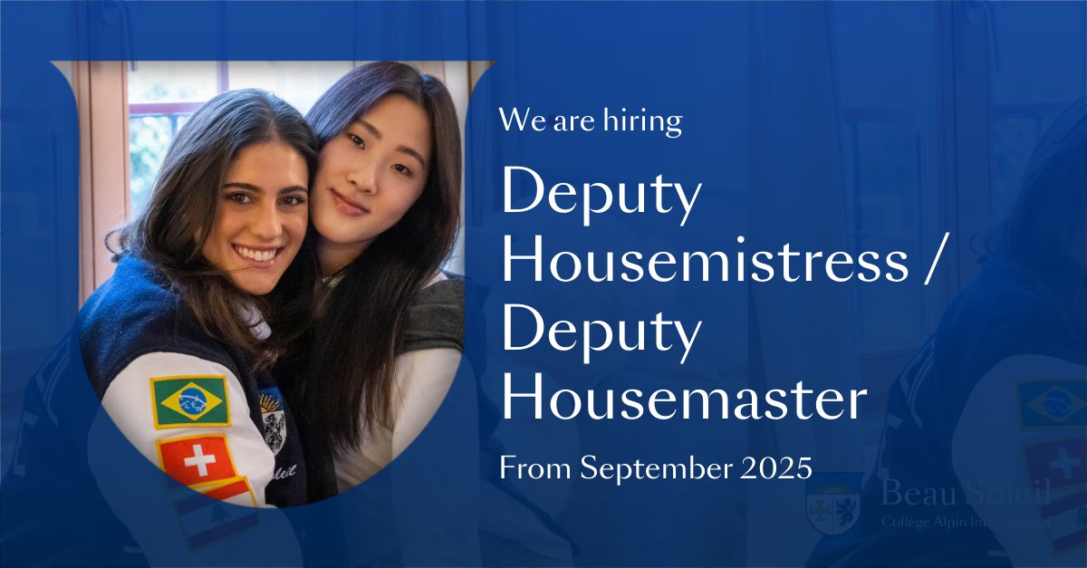 BeauSoleil_ch's tweet image. We're #hiring
We are seeking both a Deputy Housemaster for our boys’ boarding house and a Deputy Housemistress for our girls’ boarding house.
Find out more information here: beausoleil.ch/deputy-housema…
#cabslife