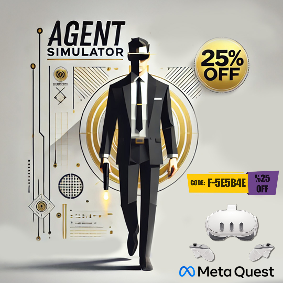StudioGamebit's tweet image. Step into the Future: Experience the Agent Simulator!  vr.meta.me/s/22aJcWK46Irk…
Unlock your spy skills with 25% off today! Use code F-5E5B4E.  
#Gaming #VirtualReality #MetaQuest #AgentSimulator #VR #AugmentedReality #AR #MixedReality