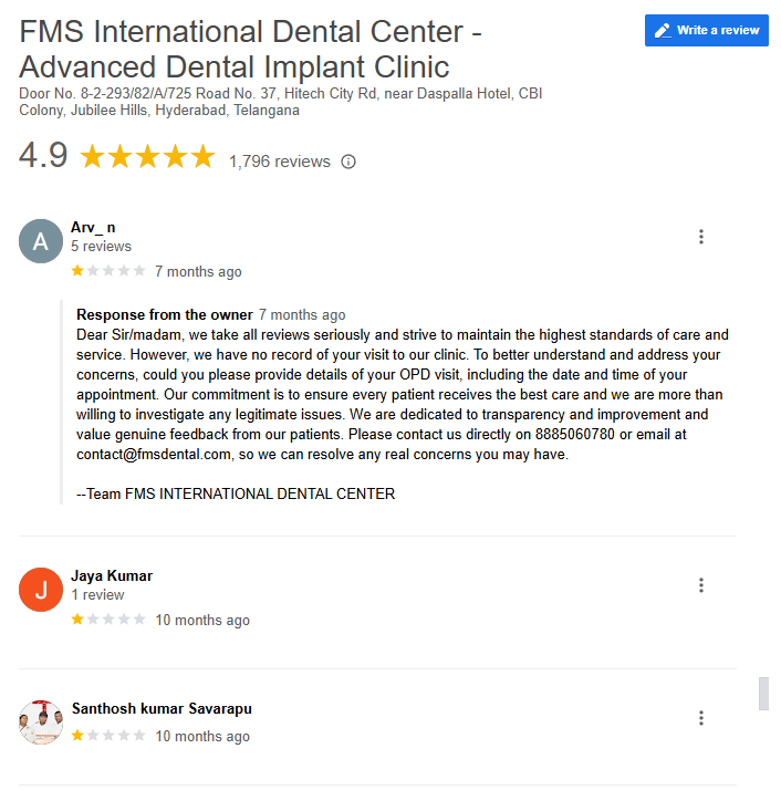 FMSDH's tweet image. @GoogleIndia
@googlemaps
@googlesearchc
@Google
@googlesupport 
Dear @sundarpichai, we are facing targeted negative reviews on our international dental clinic GMB profile for months now. These reviews seem fake, biased &amp;amp; are harming our reputation. #GoogleSupport #ReviewIntegrity