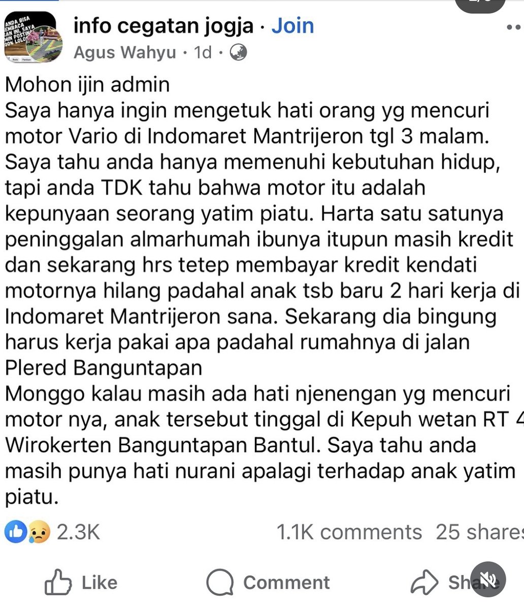 MiskinTV_'s tweet photo. Drama 3 Babak:
1. Motor ilang di Indomart
2. Diposting di ICJ
3. Maling mau ngembaliin https://t.co/qbLO3JIgLW