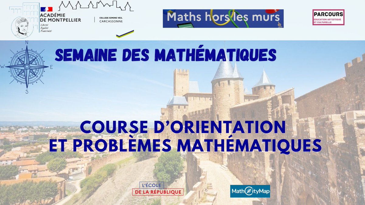 Clg_SimoneVeil's tweet photo. Dans le cadre de la #semainedesmaths, le @ClgSimoneVeil   organise une course course d'orientation "Hors mes murs" au cœur de la cité de Carcassonne.
Les élèves seront confrontés à de nombreux problèmes de mathématiques tout en développant leurs compétences en CO. https://t.co/VrNZBJ3Bpm