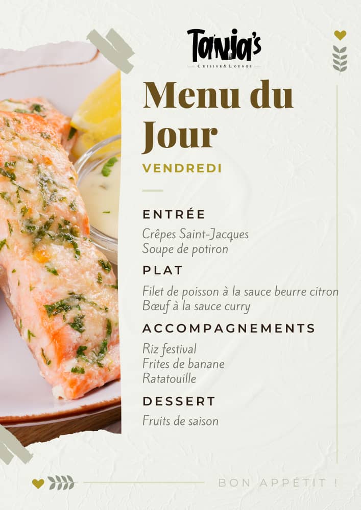 It's Friday. Wanna treat yourself right? No there place than Tania's. See Lunch Menu.