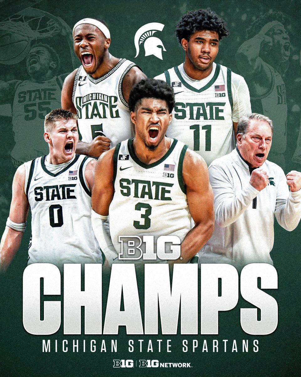 Big Ten Men's Basketball (@b1gmbball) on Twitter photo Officially official: <a href="/MSU_Basketball/">Michigan State Men's Basketball</a> is the outright <a href="/bigten/">Big Ten Conference</a> champ 🏆
#B1GMBBall Officially official: <a href="/MSU_Basketball/">Michigan State Men's Basketball</a> is the outright <a href="/bigten/">Big Ten Conference</a> champ 🏆
#B1GMBBall