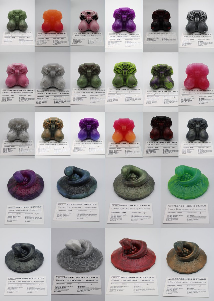 XenocatArtifact's tweet photo. Here's our much anticipated drop, featuring many new products including:

-Halley + Sirius Squishies
-"Cookie" + Tyramyth's Bust Squishies
-Dynastes Bug Vibe and Zahne Mouth Vibe
-Nodus Eggs and some ErosPorts
-Toys and more!

💚Drop: Saturday 03/08/25 @ 6:00PM MST💚