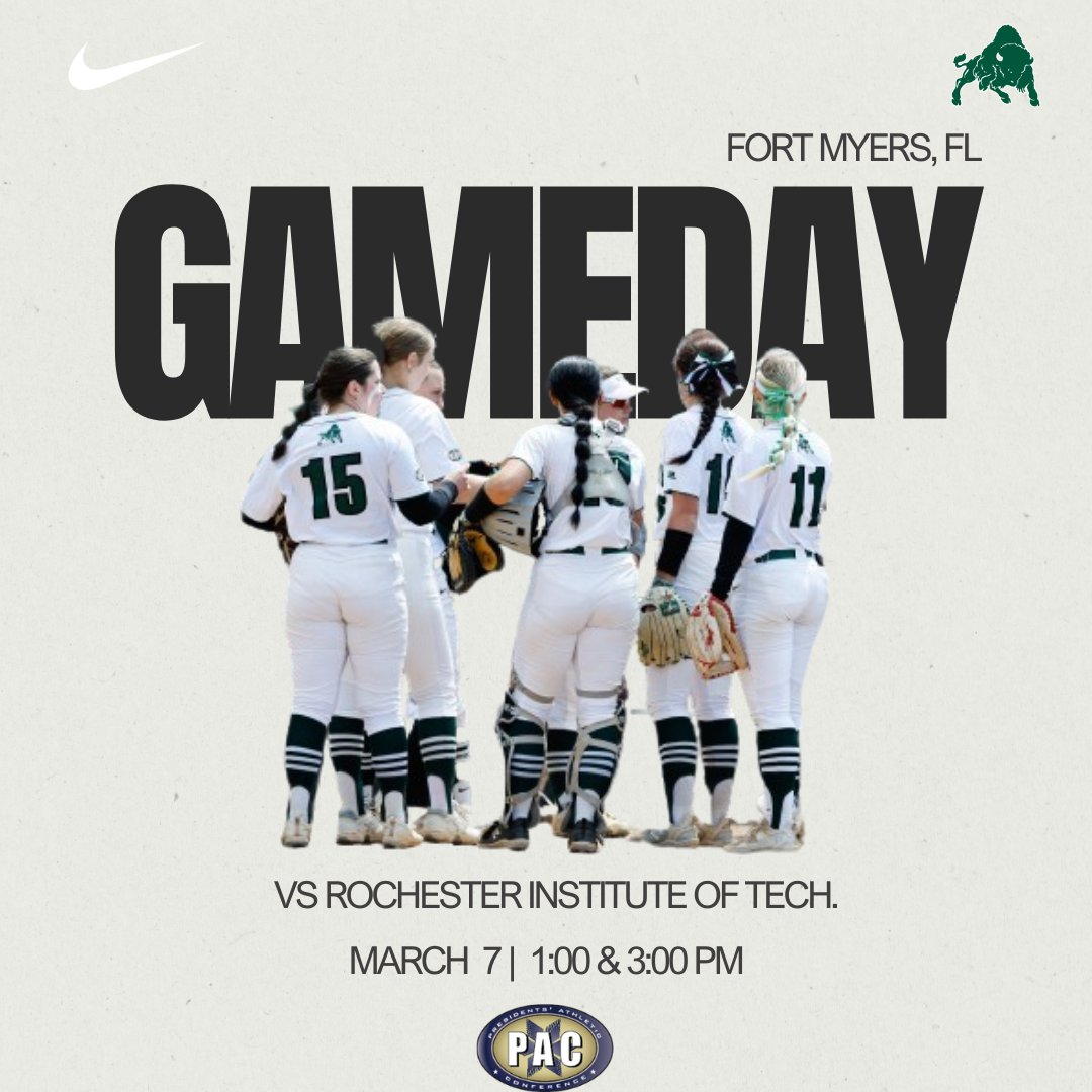 OPENING DAY IN THE SUNSHINE DAY

🆚 RIT
⏰ 1 p.m. / 3 p.m.
📍 Fort Myers, Fla. 

#RollBison #pacsb #d3sb