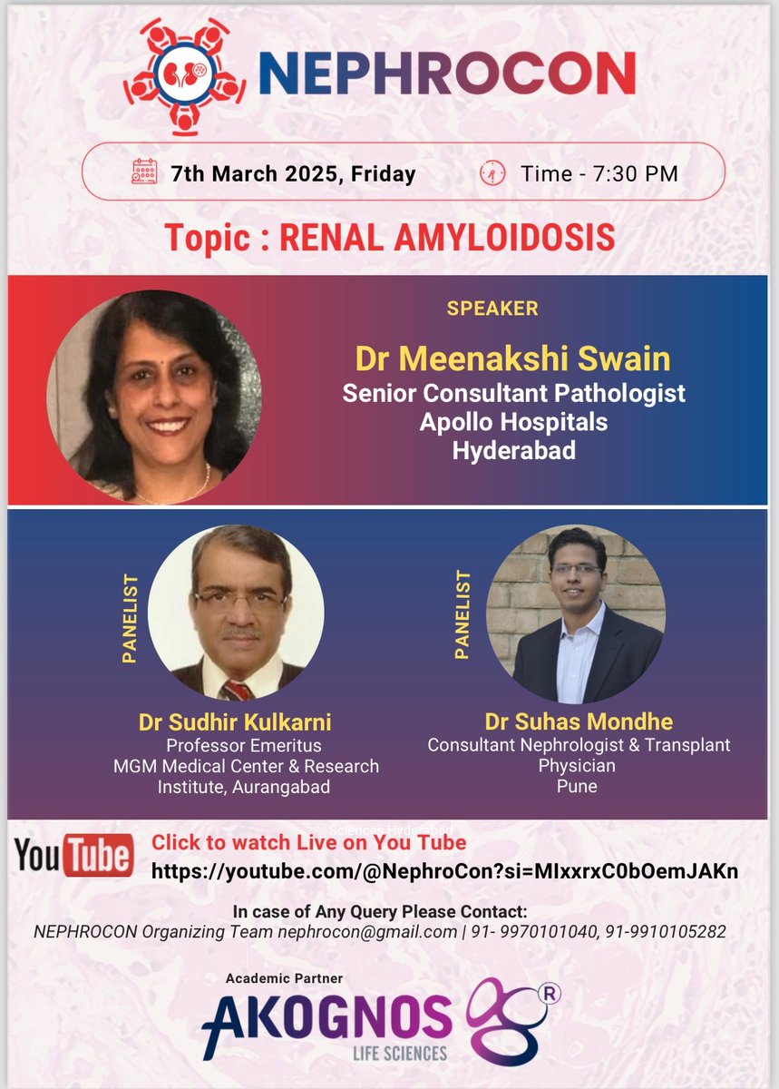 Nephrocon (@nephrocon) on Twitter photo What is AL Amyloidosis/ AA Amyloidosis?
How does one manage a patient having biopsy proven Amyloidosis?
Join us today for yet another exciting discussion on Renal Amyloidosis with Dr Meenakshi Swain, Dr Sudhir kulkarni & <a href="/DrSuhasMondhe/">Dr Suhas Mondhe</a> Mondhe
youtube.com/@NephroCon?si=… What is AL Amyloidosis/ AA Amyloidosis?
How does one manage a patient having biopsy proven Amyloidosis?
Join us today for yet another exciting discussion on Renal Amyloidosis with Dr Meenakshi Swain, Dr Sudhir kulkarni & <a href="/DrSuhasMondhe/">Dr Suhas Mondhe</a> Mondhe
youtube.com/@NephroCon?si=…