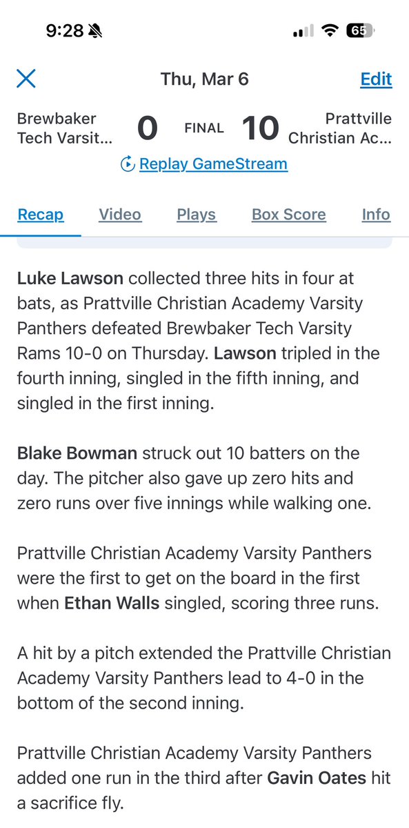 Prattville Christian Academy Baseball tweet media