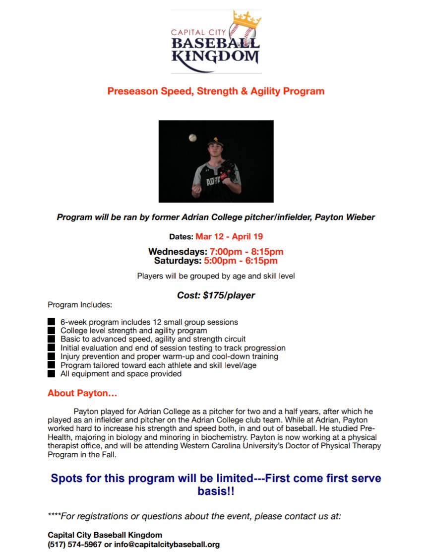 A great opportunity for results that will show up on the diamond as well as other competitive atmospheres!