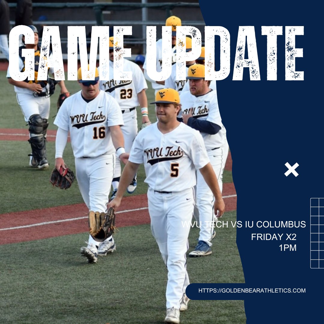 ⚠️Game change⚠️ 
WVU Tech Baseball will be playing tomorrow at 1pm Friday March 7th at Epling Stadium in a double header against IU Columbus. Come out and support for the opening home game of the 2025 season 🐻 #goldenbears #2025season