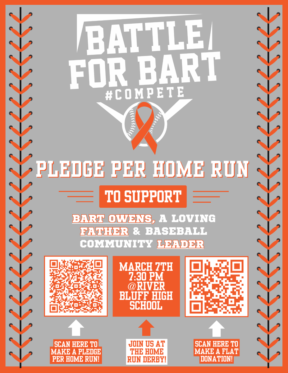 Opterra Solutions Invitational (@opterrasolutinv) on Twitter photo Don't miss the #OSI2025 Home Run Derby! Friday - 7:30 p.m. at <a href="/RBHSBaseball/">Gator Baseball</a>
Proceeds go to #BattleforBart - Bart Owens and <a href="/StBaldricks/">St. Baldrick's Foundation</a>
Give now - flat donation (givebutter.com/MOxq6g)
or pledge per home run (docs.google.com/forms/d/e/1FAI…) Don't miss the #OSI2025 Home Run Derby! Friday - 7:30 p.m. at <a href="/RBHSBaseball/">Gator Baseball</a>
Proceeds go to #BattleforBart - Bart Owens and <a href="/StBaldricks/">St. Baldrick's Foundation</a>
Give now - flat donation (givebutter.com/MOxq6g)
or pledge per home run (docs.google.com/forms/d/e/1FAI…)