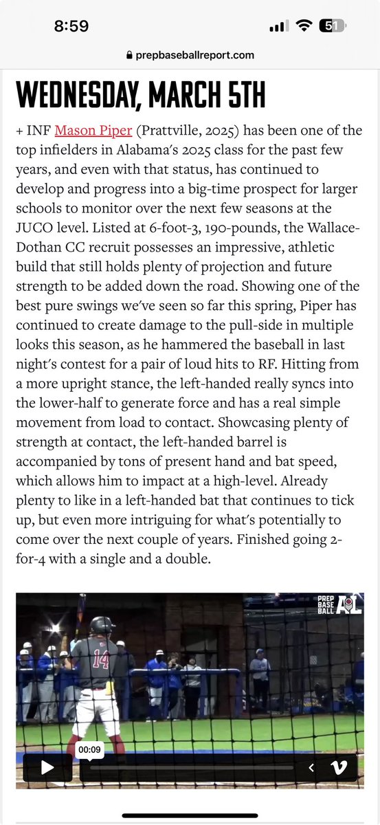 MasonPiper14's tweet image. Thank you for the write up!
@PrepBaseballAL @Capt_Jack10 @jr_myers06 @PrattvilleBB