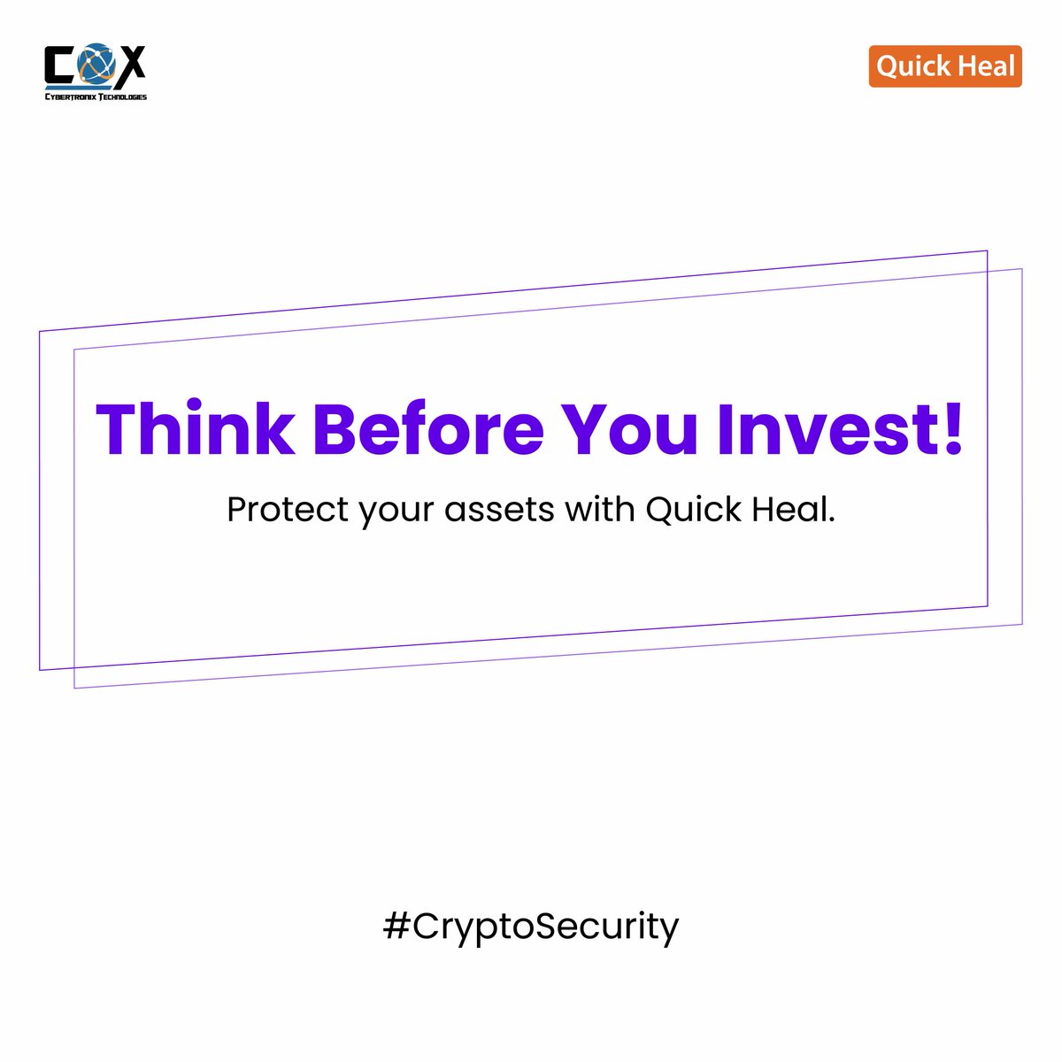Hackers are targeting investors with fake investment platforms, phishing links, and fraudulent giveaways to steal funds.

Think Before You Invest! Protect your crypto assets with Quick Heal.

🔐 Now available on Amazon, Noon, Carrefour, and Tradeling!

#CybertronixLLC #QuickHeal