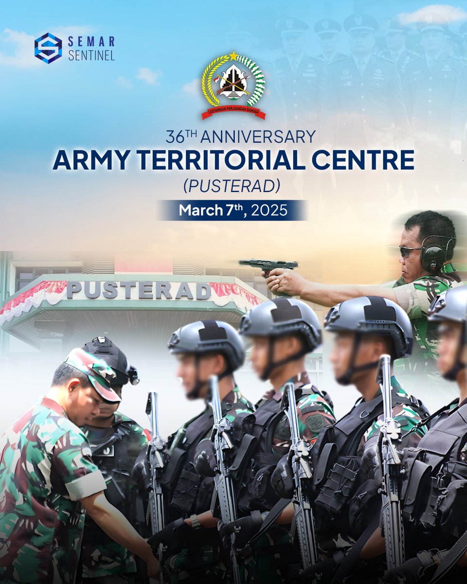 SemarSentinel's tweet image. Strengthening territorial defense and fostering unity with the people. Happy anniversary Pusterad!  

#SemarSentinel #TNIAD #PUSTERAD #ArmyTerritorialForce #HUTPusterad #PUSTERADAnniversary