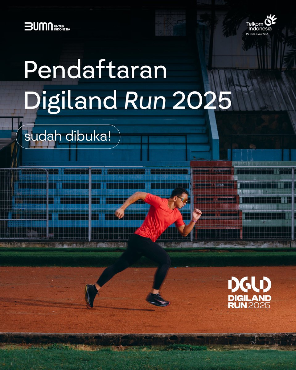 TelkomIndonesia's tweet photo. #SobatTelkom, waktunya kamu jadi bagian dari serunya #DigilandRun2025!
#ElevatingYourFuture
#Digiland2025
#ElevatingYourJoy https://t.co/srQEypeSNE