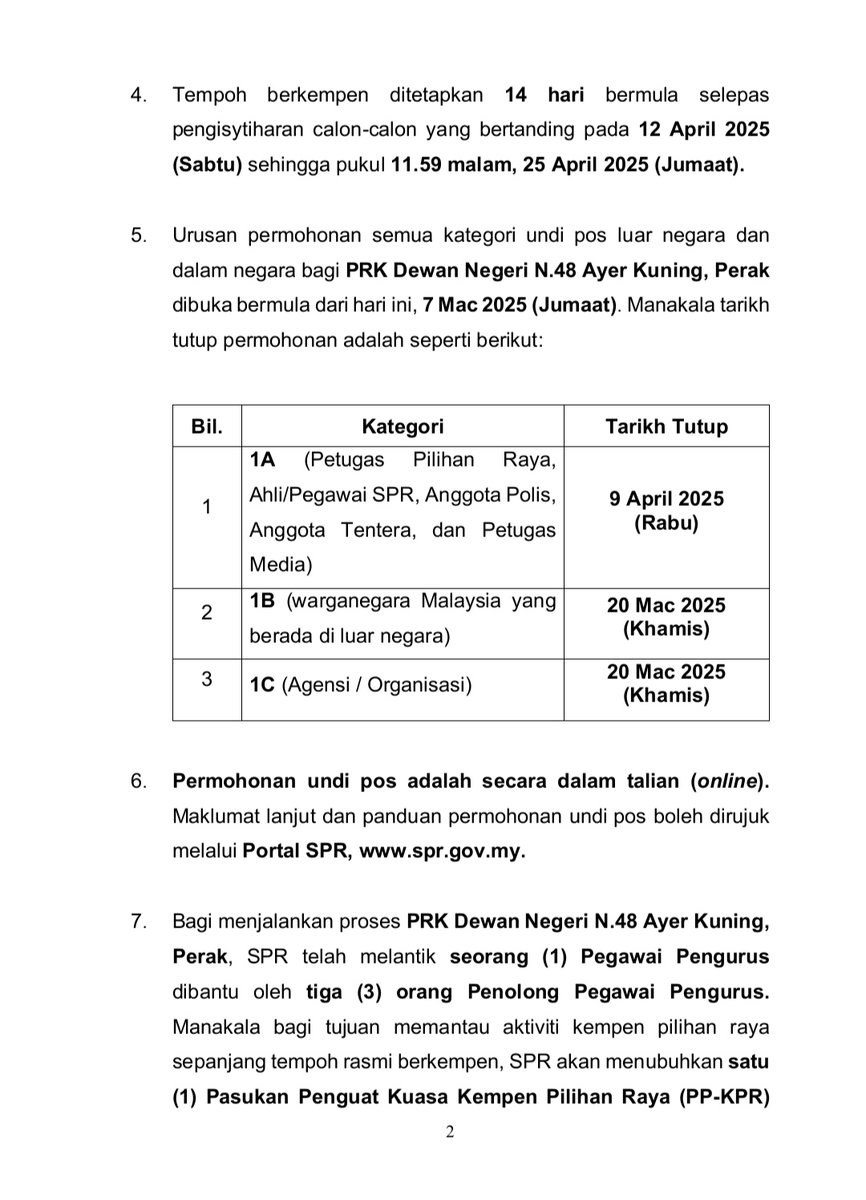 sprgovmy's tweet photo. [ KENYATAAN MEDIA ]

URUSAN PILIHAN RAYA KECIL DEWAN NEGERI N.48 AYER KUNING, PERAK https://t.co/xGTl8mDMRl