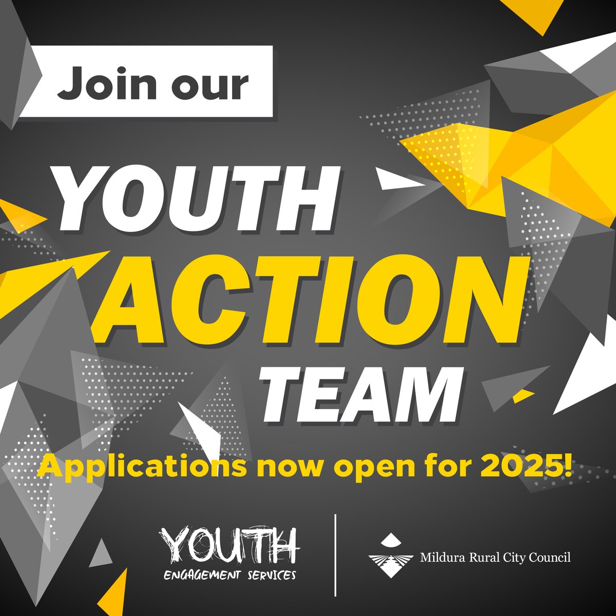🔊 Calling all young creatives, leaders and event planners! 

Are you aged between 12 and 25 and want to lead, plan and deliver events for other young people in our community? Join our 2025 Mildura Youth Action Team! 

Learn more at ow.ly/1PAF50V96ey