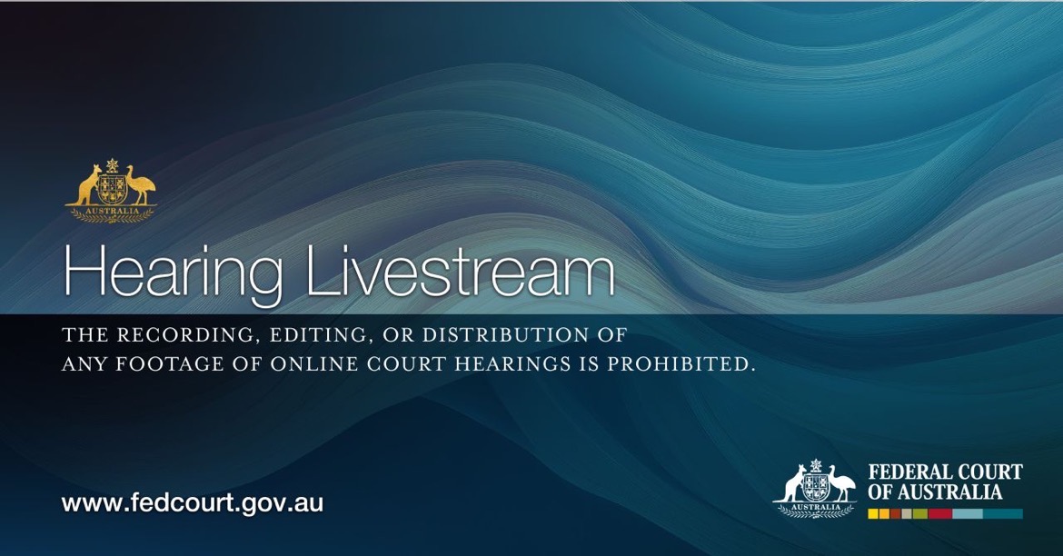 NSD462/2024 - KELLY v MINISTER FOR THE ENVIRONMENT &amp; WATER

Justice Perry will conduct a hearing in this matter Monday, 10 March 2025 at 10:15am AEDT.

To observe the hearings remotely, you can access the livestream here: youtube.com/@FederalCourtA…

#fca #livestream #auslaw