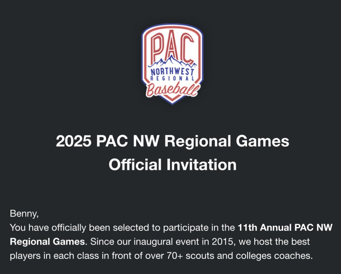 Benny Shleifer (@benshleifer) on Twitter photo Ready to compete this July!
Thank you for the invite <a href="/PNWBaseball/">PNW Regional Baseball</a>
<a href="/EHollerbach/">Erik Hollerbach</a> <a href="/CoachSeib/">Jordan Seiber</a> <a href="/mhpetrie7/">Michael Petrie</a> <a href="/SportsForceBB/">SportsForce Baseball</a> Ready to compete this July!
Thank you for the invite <a href="/PNWBaseball/">PNW Regional Baseball</a>
<a href="/EHollerbach/">Erik Hollerbach</a> <a href="/CoachSeib/">Jordan Seiber</a> <a href="/mhpetrie7/">Michael Petrie</a> <a href="/SportsForceBB/">SportsForce Baseball</a>