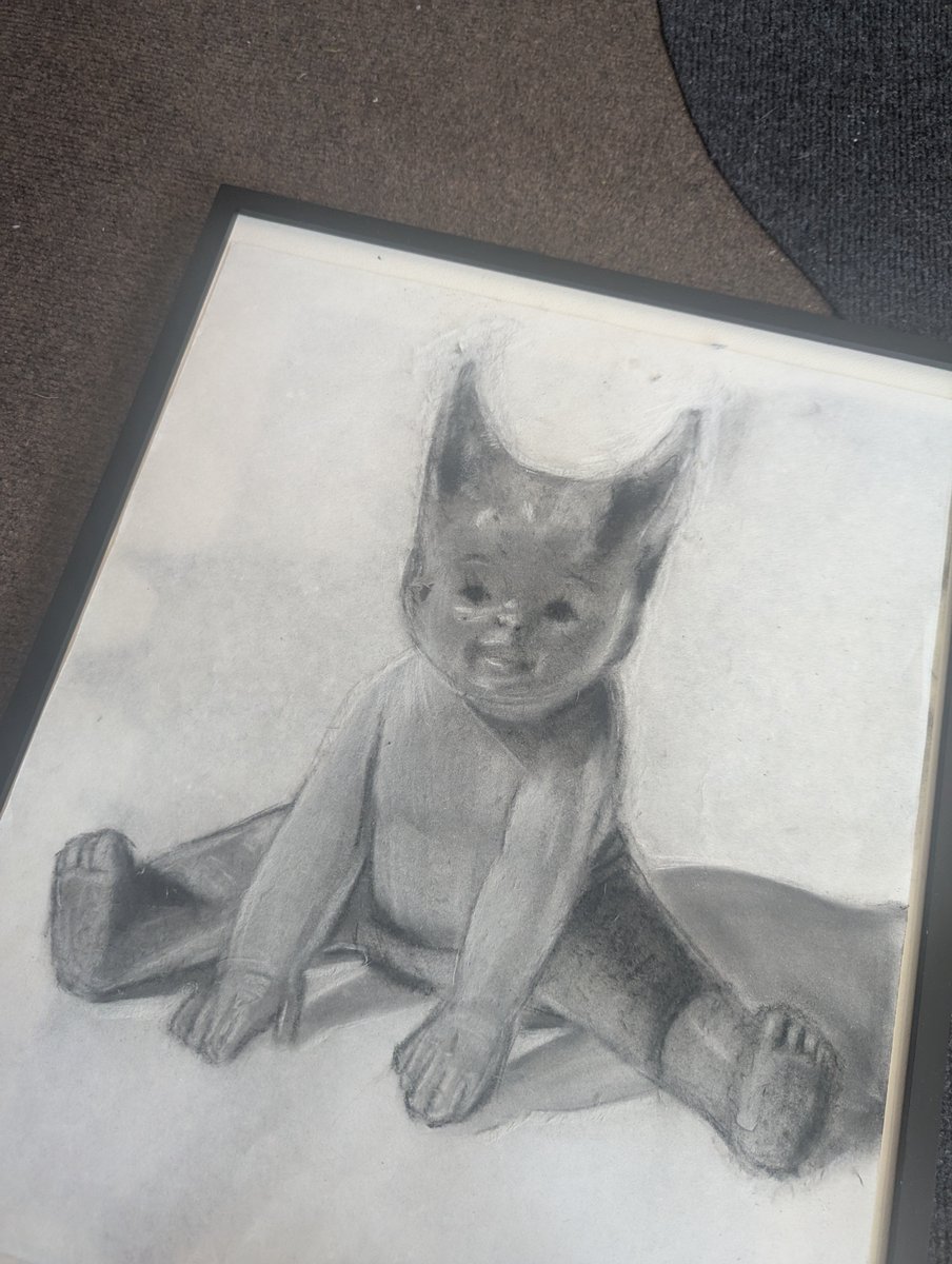 'Jab Jab' Figurine, Charcoal on washi (2025)